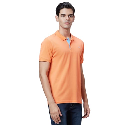 Image of Park Avenue Slim Fit Pure Cotton Print Pattern Polo Neck Casual T-Shirt