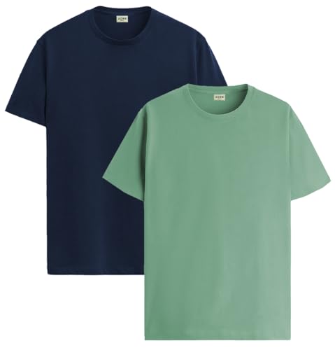 Image of ADRO Men's Cotton Regular Fit Combo Plain Solid T-Shirt Pack of 2