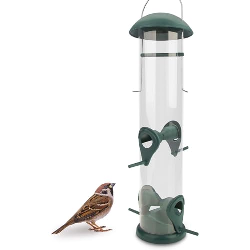 Wildlife Friend I Mangiatoia Per Uccelli, Verde – Con 4 Ripiani Per Avvicinamento, Casetta Per Uccellini Da Esterno, Porta Mangime Uccelli Selvatici, 