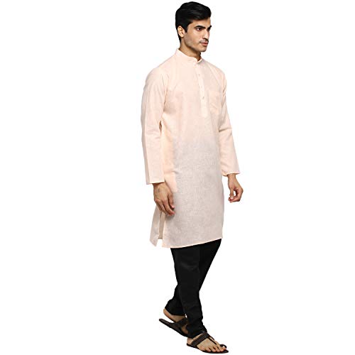 Image of Royal Kurta Men's Cotton Knee long full Sleeve Solid Straight Kurta Pyjama Set