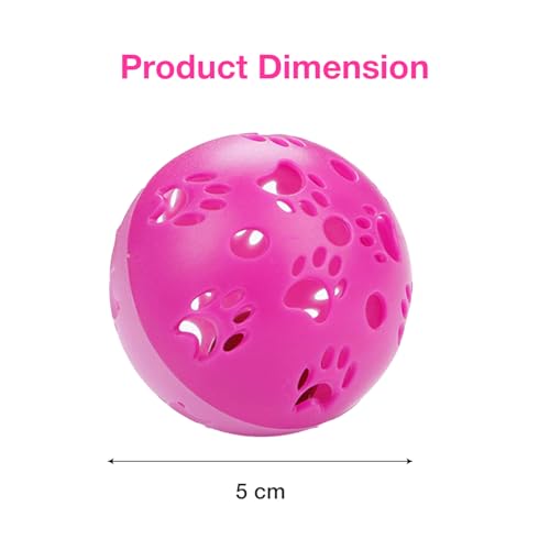 Image of Interactive Play Bell Ball for Dogs and Pets |Durable and Attractive 10 cm Ball |Playing and Attractive Bell Ball for Dogs and Puppies (Pink)