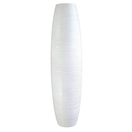 Leewadee Jarrón Grande De Suelo - Jarrón Alto De Madera De Mango para Ramas Decorativas, 65 cm, Blanco