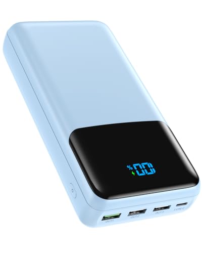 Image of Portable Charger 50000mAh Power Bank, USB-C PD 30W Fast Charging, High Capacity External Battery Pack for Camping, Portable Phone Charger for iPhone 17 /16 /15 /14 /13 /12 /11 Samsung Android (Sky Blue)
