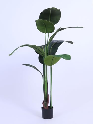 Image of ARICK DECOR 5Ft Artificial Bird of Paradise Plant in Pot, 5ft Realistic Faux Banana Leaf Tree for Home Decor, Office, Living Room & Balcony, Green