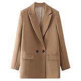 Ocasiones aplicables: Esta chaqueta blazer negra de manga larga para mujer, de estilo profesional, cuenta con solapa de muesca y hombreras. Una chaqueta informal de negocios sencilla pero elegante, perfecta para la oficina, el trabajo, reuniones o salidas informales. Blazer oversize para mujer.