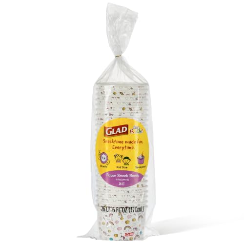 Image of Glad for Kids Unicorn Disposable Paper Snack Bowls, 6 Oz, 26 Count