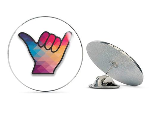 Shaka Surfer Hand Round Metal 0.75" Lapel Pin Hat Shirt Pin Tie Tack Pinback2