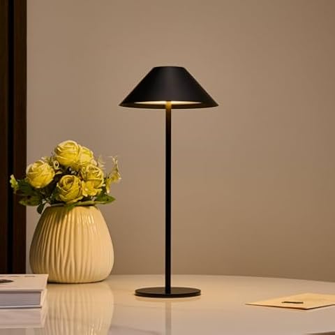 Bojim Cordless Table Lamp, Portable Battery Operated LED Lamp, 3 Color Stepless Dimming Touch Lamp, for Bedroom/Living Room/Patio Waterproof Black Table Lamp Cover