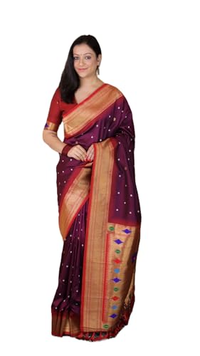Pandadi Saree Paithani Silk Bandhani Zari Weaving Saree With Unstitched Blouse Piece(3541PS10)