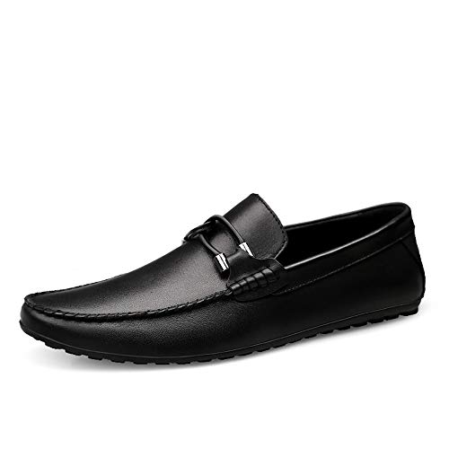 Men's Genuine Leather Slip On Penny Loafers Casual Light-Weight Breathable Embossed Shoes Vegan Knot Anti Slip Flat Round Toe