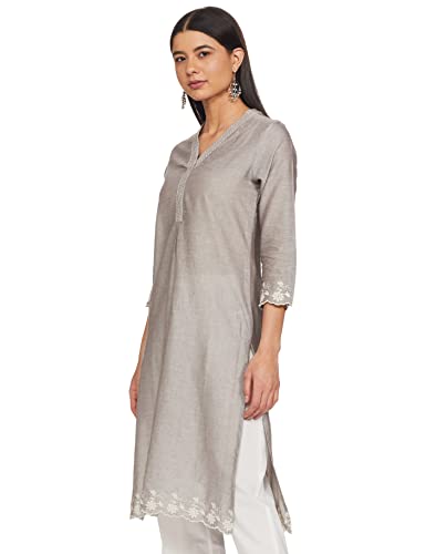 Image of Max Women's Cotton Straight Fit Straight Embroidered Regular Kurta