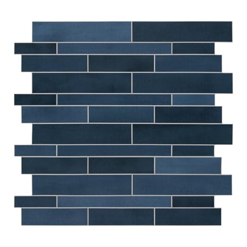 SUNWINGS 10-Sheet Peel and Stick Backsplash, 11.1" x 11.3" Blue Mixed Stone Composite Embellished Stripes Brick Self Adhesive Stick on Backsplash Wall Tile for Kitchen, Bathroom, Fireplace by sunwings - Image 9