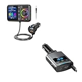 Nulaxy Bluetooth FM Transmitter with Big Color Screen, KM28 & 80.5W Retractable Car Charger Bluetooth 5.3 Car Adapter with 3-Port Fast Charging, KM26
