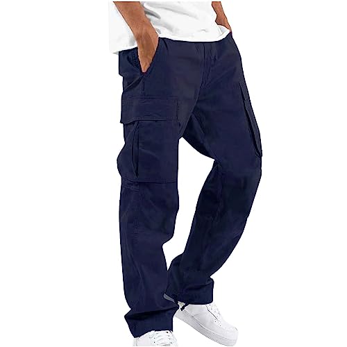 El Mejor Listado de Pantalones Riders - 5 favoritos. 46 Pantalones cargo para hombre, ligeros, de ajuste relajado, pantalones tácticos, para senderismo, ajuste clásico, con múltiples bolsillos, 2023, Azul marino, 3X-Large