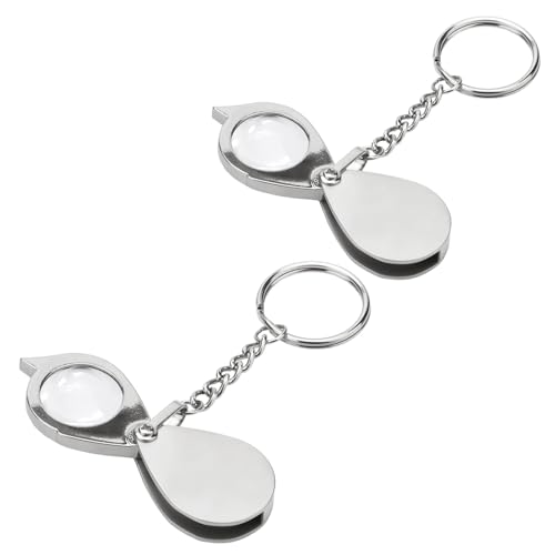 Rongon Keychain Magnifying Glass 2Pcs Portable Folding Magnifiers 10X Small