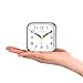 Tinload Small Battery Operated Analog Travel Alarm Clock Silent Non Ticking, Gentle Wake, Ascending Beep Sounds, Snooze,Lighted on Demand, Easy Set(Black)