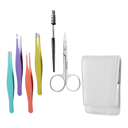 Ipetboom Stainless Steel Brow Trim Kit Professional Eyebrow Tweezer Set Shaper for Men Women Travel Makeup