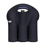 Built NY 6P-BLK Six-Pack Soft-Grip Insulated Neoprene Beer Bottle Carrier Tote, Black