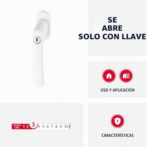 Miniatura 2 de Abus Manilla Para Ventana Con Cerradura Fg200 Ab208 - Manivela Con Cilindro A Presión - Cierre Uniforme - Nivel De Seguridad Abus 3 - 44259 - Blanco