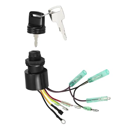 Boat Ignition Switch with Keys for Mercury Mariner Replace Mercury Ignition Switch 87-17009A2 87-17009A5 Control Box with 2 Keys 3 Position 6 Wire Connectors