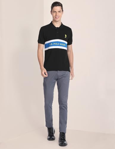 Image of U.S. Polo ASSN. Men's Horizontal Striped Slim Fit Cotton Polo Shirt