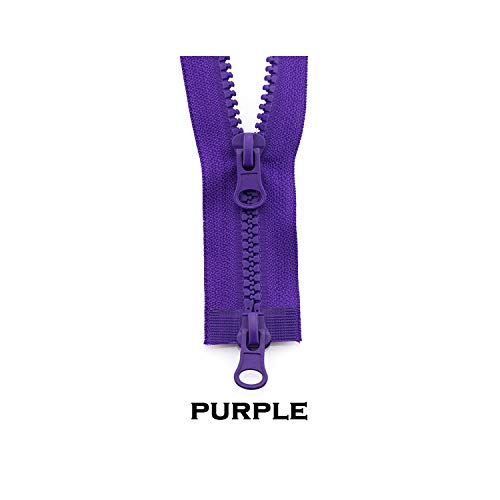 80/90/100/120/150Cm Double Sliders Plastic Resin Zipper for Clothes Garment,Purple,5#,120Cm
