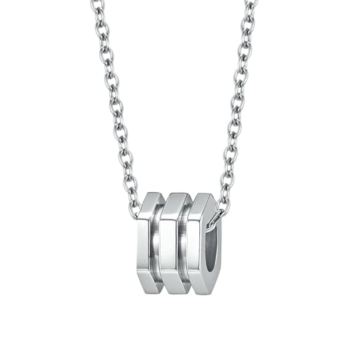 HUANGBONIG Collar de acero de titanio pulido geométrico para hombres y mujeres., Metal