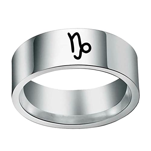 Image of Unisex 12 Zodiac Sign Statement Ring | Stainless Steel, Constellation Hip Hop, Horoscope Astrology Jewelry, Birthday Gift