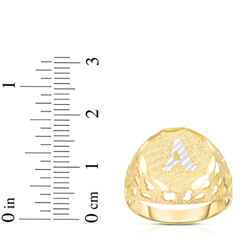 Floreo Men's 10k Two-Tone Gold Round A-Z Initial Ring2