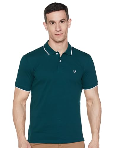 Image of Allen Solly Men's Solid Polo T‑Shirt | Regular Fit | Premium Fabric | Signature Sleeve Detail | Smart Casual Wear