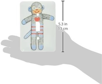 3dRose LLC lsp_23300_1 Sock Monkey Kids Toy Cuddly Cute Heart Illustration Blue Child, Single Toggle Switch image 4