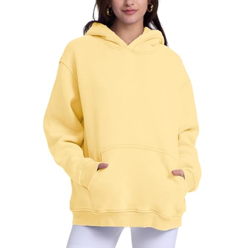 Image of FAIABLE Womens Oversized Acid Wash Hoodie Unisex Heavyweight Cotton Hoodies Fleece Vintage Washed Sweatshirt Women Men
