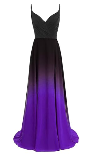 Women's Chiffon Long Bridesmaid Dresses A Line Ombre Prom Evening Gowns