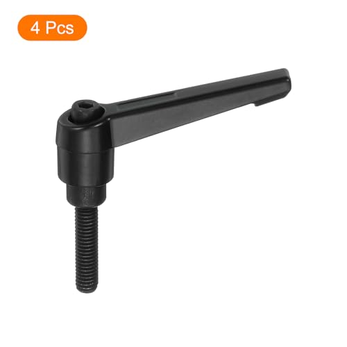 Image of uxcell 4Pcs M6 x 25mm Adjustable Knobs Handle Male Thread Push Button Ratchet Quick Release Locking Rotating Bolt for Lathe Machinery, Black