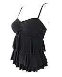 Simply Sweet Fabric Womens Flattering Swimsuit Modest Ruffle Tankini Top with Padding Support