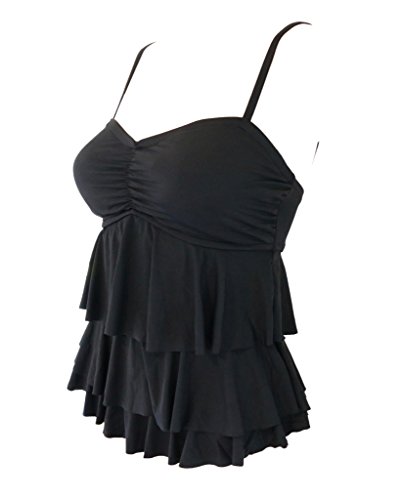 Simply Sweet Fabric Womens Flattering Swimsuit Modest Ruffle Tankini Top with Padding Support