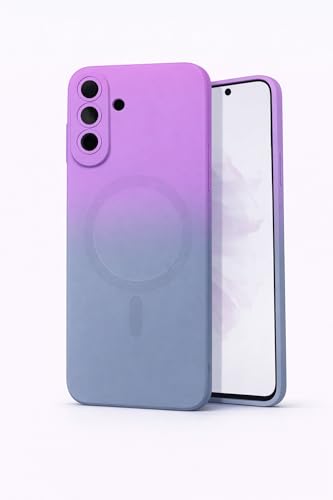 Image of amazon basics Gradient Mag-Safe Case for Samsung Galaxy A17 / M17 / F17 5G | Soft Silicone Shockproof Cover with Camera Protection | Slim Lightweight Design | Smooth Touch & Durable - Purple & Gray