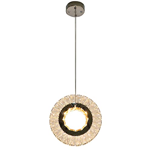 Lustre en cristal moderne LED 16W design anneau suspendu luminaire de plafond pour séjour