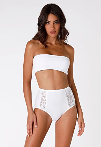 Bikini en coton et dentelle Lovely Charm LOVABLE blanc extensible taille L - 4