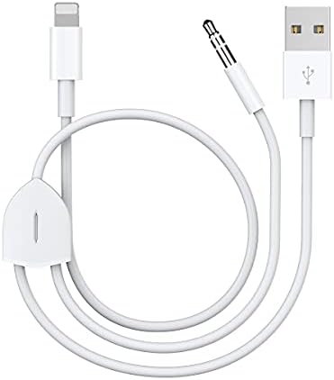[Upgraded] Aux Cord for iPhone, Lightning to 3.5mm Aux Cord 2in1 Audio Charging Cable Compatible with iPhone 13 12 11 XS XR X iPad All iOS Version, Supports Car Stereo/Speakers/Headphone 3.94Ft