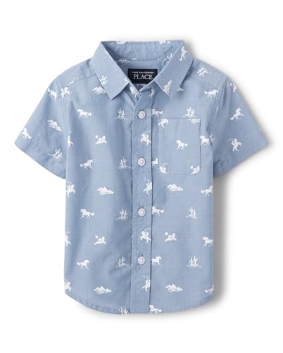 Image of The Children's Place boys Short Sleeve Button Up Shirt