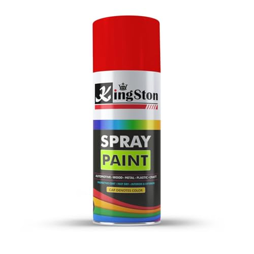 Image of Kingston Acrylic Spray Paint for Metal, Wood, Wall & Plastic, Multi-Surface DIY Paint, Quick Dry, Smooth Finish, 400ml Can, Jetta Red, 1 Pc