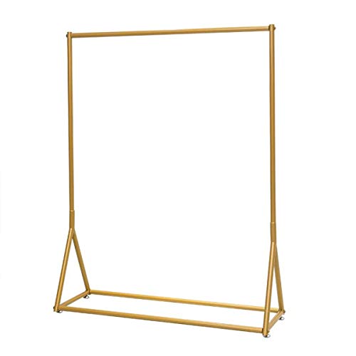 FURVOKIA Modern Simple Heavy Duty Metal Rolling Garment Rack with WheelRetail Display Clothing RackWrought Iron Single Rod Floor-Standing Hangers Clothes Shelves Gold Round Tube 472 L