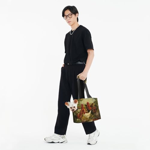 Sac de transport petits chiens anti-griffes imprimé basse-cour - 5