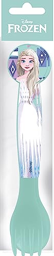 Tataway Set de 2 couverts en plastique bleu Disney pour enfants La Reine des neiges Elsa et Anna cuillère et fourchette
