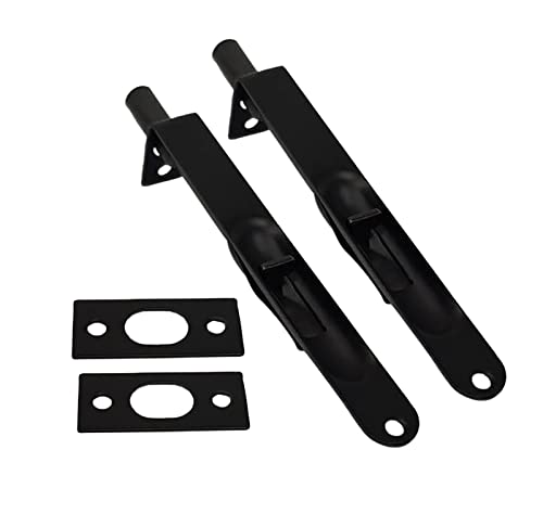 QCAA Solid Brass Round Flush Bolt 6 Solid Brass Matte Black 2 Pack Made in Taiwan