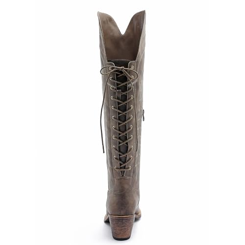 Image of GLOBALWIN Women's Cowboy Western Fashion Over The Knee Thigh High Cowgirl Boots Low Heel