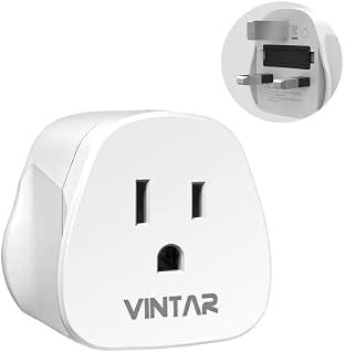 US to UK Plug Adapter, VINTAR US to UK Travel Adapter With 10A Fuse, Adapter US to UK Suitable for America, Canada, Japan and More ( Type A, B), 1 Pack