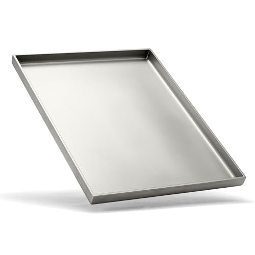 BeHe BBQ Serie Plancha Edelstahl 4 mm Grillplatte Edelstahl auslaufsicher BBQ Grillplatte für Grill 30x40 cm für Burger Gemüse & Fisch glasperlgestrahlt