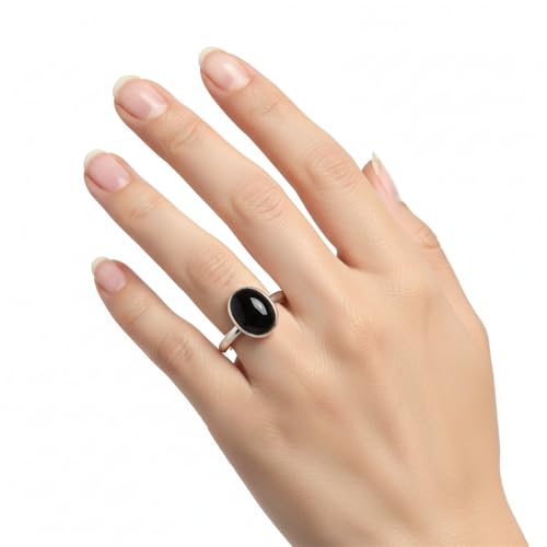 Bague argent 925 onyx noir bague astrologie astronomie femme taille 48 ovale